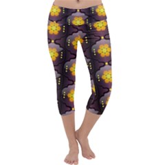 Pattern Background Yellow Bright Capri Yoga Leggings