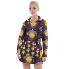 Pattern Background Yellow Bright Women s Long Sleeve Casual Dress by HermanTelo