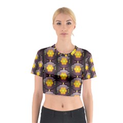 Pattern Background Yellow Bright Cotton Crop Top