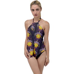 Pattern Background Yellow Bright Go With The Flow One Piece Swimsuit by HermanTelo