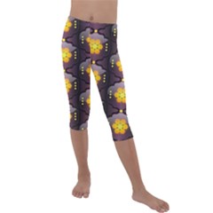 Pattern Background Yellow Bright Kids  Lightweight Velour Capri Leggings  by HermanTelo