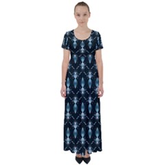 Seamless Pattern Background Black High Waist Short Sleeve Maxi Dress by HermanTelo