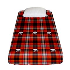 Plaid Pattern Red Squares Skull Fitted Sheet (single Size) by HermanTelo