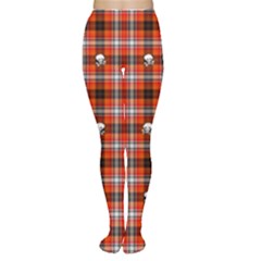 Plaid Pattern Red Squares Skull Tights