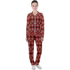 Plaid Pattern Red Squares Skull Casual Jacket And Pants Set