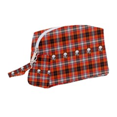 Plaid Pattern Red Squares Skull Wristlet Pouch Bag (medium)