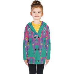 Peacock Bird Animal Feathers Kids  Double Breasted Button Coat