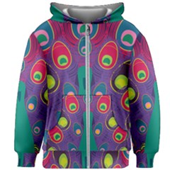 Peacock Bird Animal Feathers Kids  Zipper Hoodie Without Drawstring