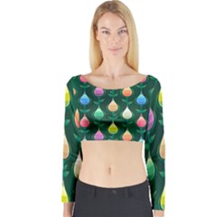 Tulips Seamless Pattern Background Long Sleeve Crop Top by HermanTelo