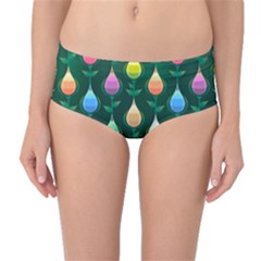 Tulips Seamless Pattern Background Mid-waist Bikini Bottoms