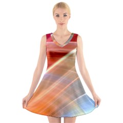 Wave Background Pattern Abstract V-neck Sleeveless Dress