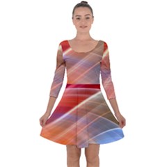 Wave Background Pattern Abstract Quarter Sleeve Skater Dress