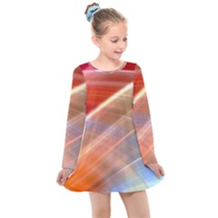 Wave Background Pattern Abstract Kids  Long Sleeve Dress by HermanTelo