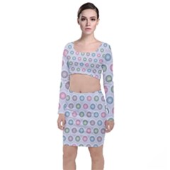 Seamless Pattern Pastels Background Pink Top And Skirt Sets
