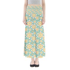 Seamless Pattern Floral Pastels Full Length Maxi Skirt