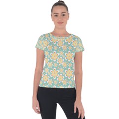 Seamless Pattern Floral Pastels Short Sleeve Sports Top 