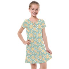 Seamless Pattern Floral Pastels Kids  Cross Web Dress