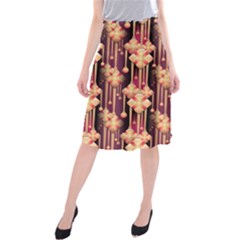 Seamless Pattern Plaid Midi Beach Skirt