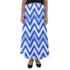 Waves Wavy Lines Flared Maxi Skirt
