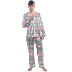 Seamless Pattern Pastels Background Men s Satin Pajamas Long Pants Set