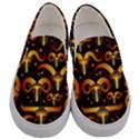 Stylised Horns Black Pattern Men s Canvas Slip Ons View1