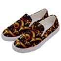 Stylised Horns Black Pattern Men s Canvas Slip Ons View2