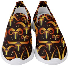 Stylised Horns Black Pattern Kids  Slip On Sneakers