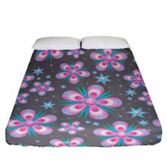 Seamless Pattern Flowers Pink Fitted Sheet (queen Size)