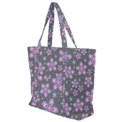 Seamless Pattern Flowers Pink Zip Up Canvas Bag by HermanTelo