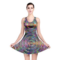 Wave Line Colorful Brush Particles Reversible Skater Dress