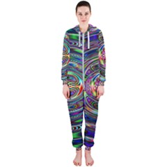 Wave Line Colorful Brush Particles Hooded Jumpsuit (ladies)  by HermanTelo