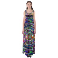 Wave Line Colorful Brush Particles Empire Waist Maxi Dress