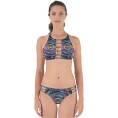 Wave Line Colorful Brush Particles Perfectly Cut Out Bikini Set