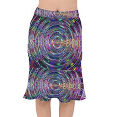 Wave Line Colorful Brush Particles Mermaid Skirt by HermanTelo