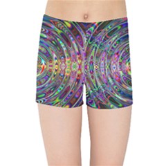 Wave Line Colorful Brush Particles Kids  Sports Shorts