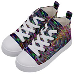 Wave Line Colorful Brush Particles Kids  Mid-top Canvas Sneakers