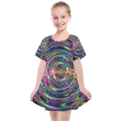 Wave Line Colorful Brush Particles Kids  Smock Dress by HermanTelo
