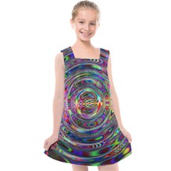 Wave Line Colorful Brush Particles Kids  Cross Back Dress by HermanTelo