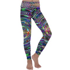 Wave Line Colorful Brush Particles Kids  Lightweight Velour Classic Yoga Leggings by HermanTelo