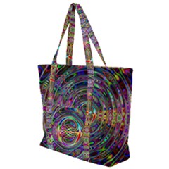 Wave Line Colorful Brush Particles Zip Up Canvas Bag