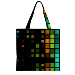 Abstract Plaid Zipper Grocery Tote Bag