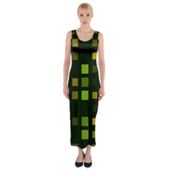 Abstract Plaid Fitted Maxi Dress