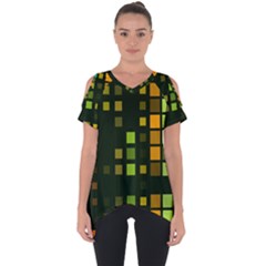 Abstract Plaid Cut Out Side Drop Tee