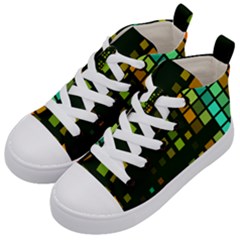 Abstract Plaid Kids  Mid-top Canvas Sneakers