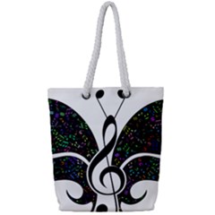 Butterfly Music Animal Audio Bass Full Print Rope Handle Tote (small) by HermanTelo