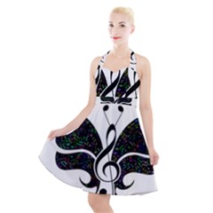 Butterfly Music Animal Audio Bass Halter Party Swing Dress 