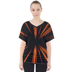 Abstract Light V-neck Dolman Drape Top by HermanTelo