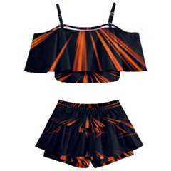 Abstract Light Kids  Off Shoulder Skirt Bikini