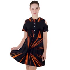 Abstract Light Short Sleeve Shoulder Cut Out Dress  by HermanTelo