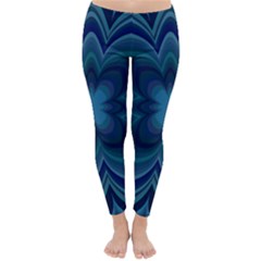 Blue Geometric Flower Dark Mirror Classic Winter Leggings by HermanTelo